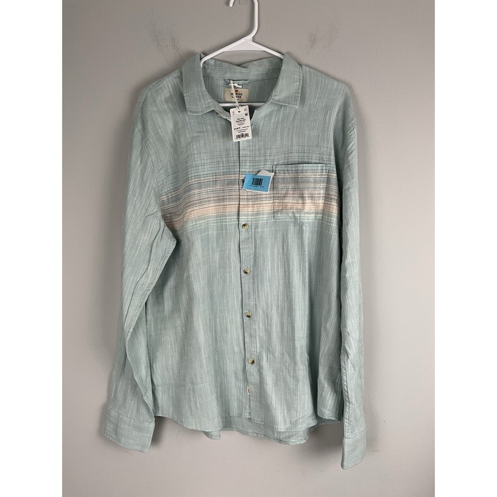 Marine Layer Men's L NWT Classic Stretch Selvage Shirt – Blue/Pink Stripe Large